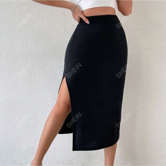 SHEIN Essnce High Waist Split Thigh Skirt - Picture 1 of 5